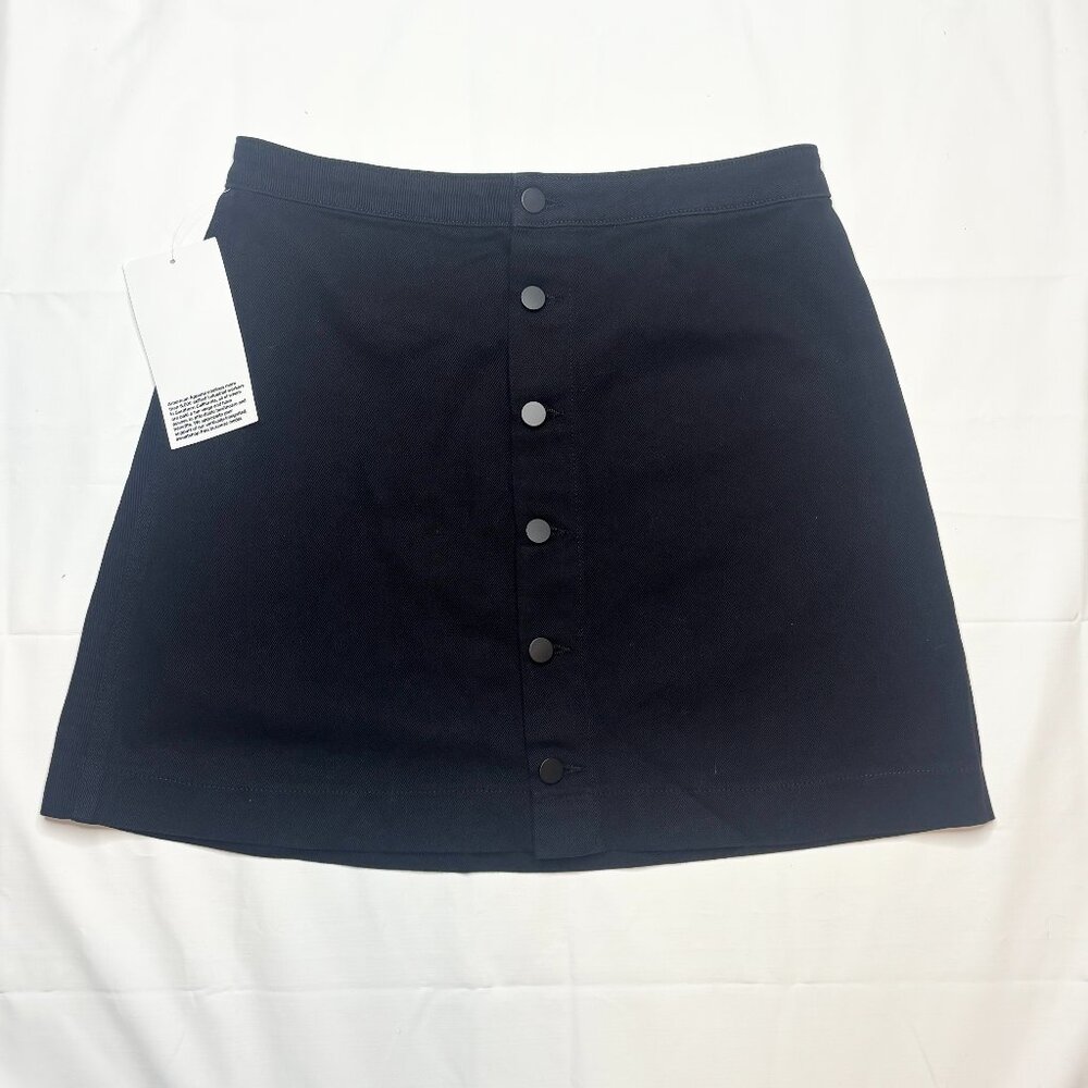 NWT American Apparel Denim Skirt Women's Large L Black Button Front A-Line Y2K - Picture 2 of 7